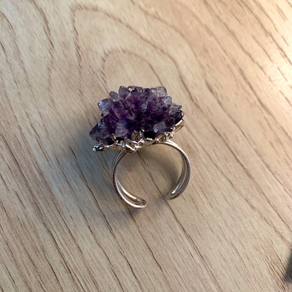 Jewelry - Amethyst - Quartz Sterling Adjustable Natural Ring